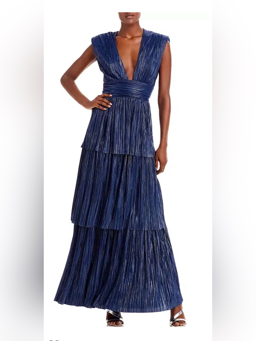 Judith Foiled Pleated Knit Maxi Dress